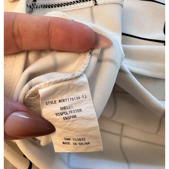 Melloday Plaid White Black Grid Top Blouse Small - Picture 12 of 12